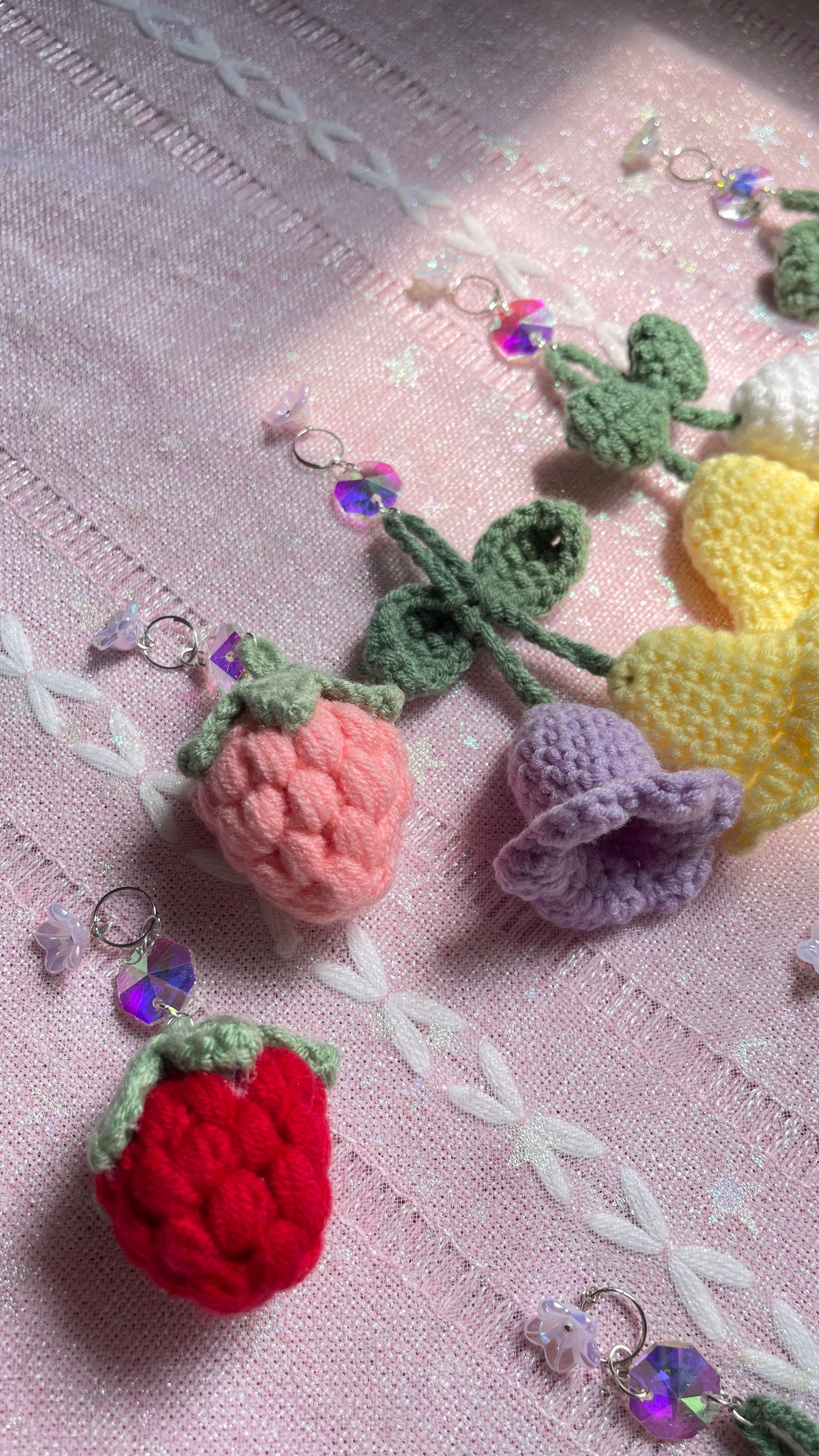 Suncatcher ✨ Crochet Keychain / Car Charm 🍓🌷